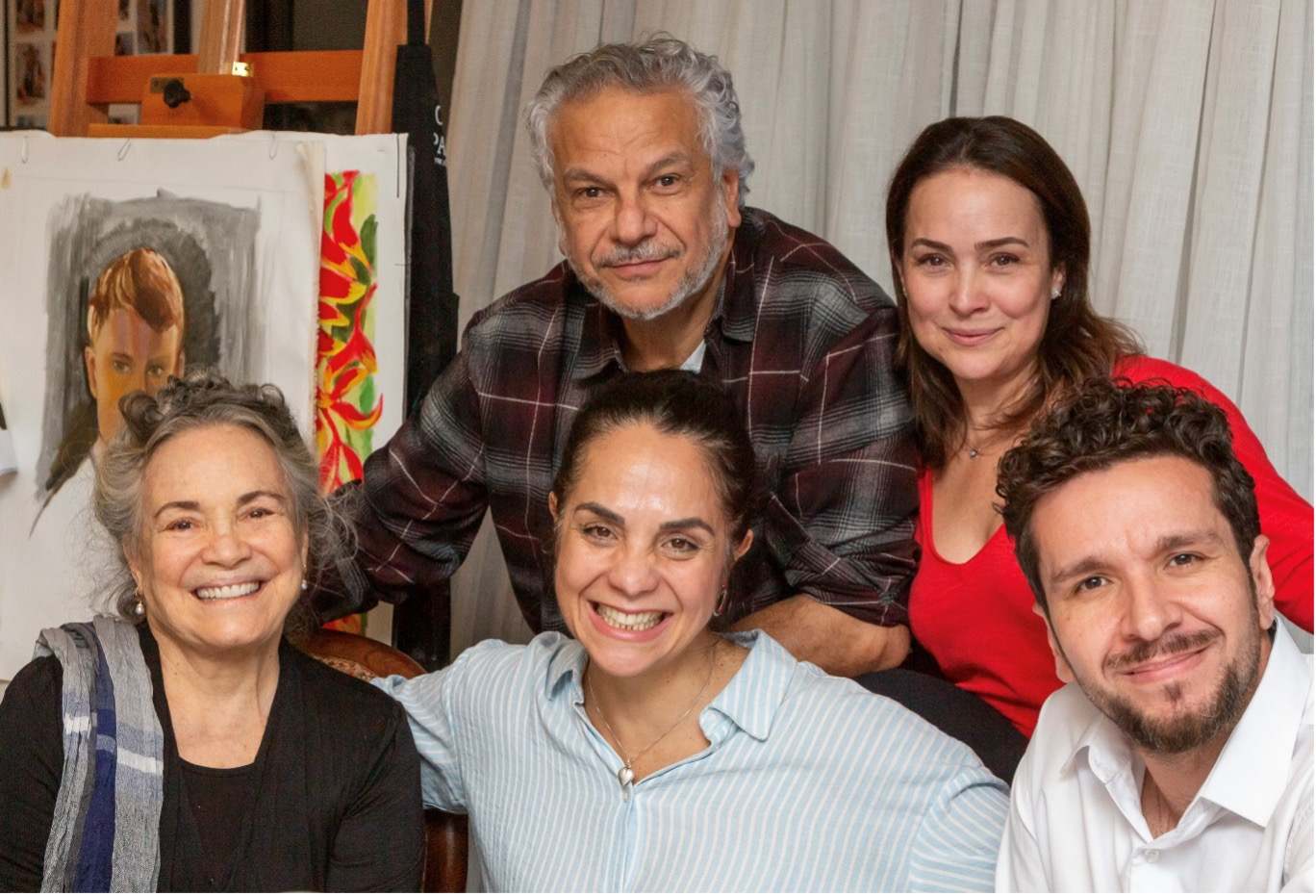 Elenco de A Filha da com Regina Duarte, Clau Carvalho, Vinicius Tardelli, Darson Ribeiro e Gabriela Duarte