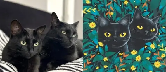 Íris e Pantera, as Michilindas, e sua releitura artística para o projeto Artistas do Brasil Pets