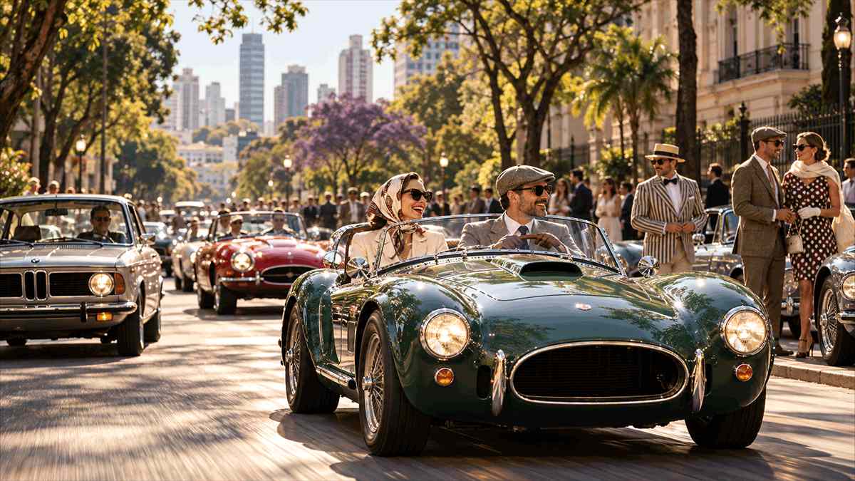Carros clássicos no Distinguished Gentleman’s Drive em São Paulo