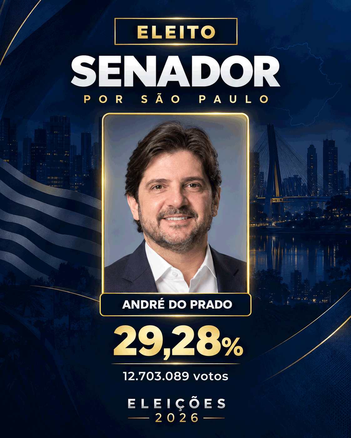 André do Prado eleito senador por São Paulo nas eleições de 2026