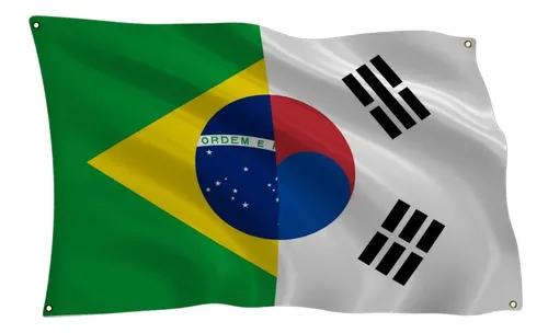 Bandeiras do Brasil e da Coreia do Sul simbolizam o intercâmbio cultural promovido pelo Universo K-Food Brasil